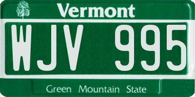 VT license plate WJV995