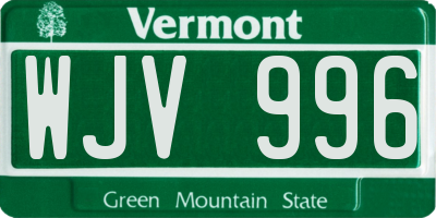 VT license plate WJV996
