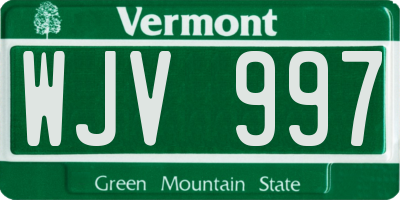 VT license plate WJV997