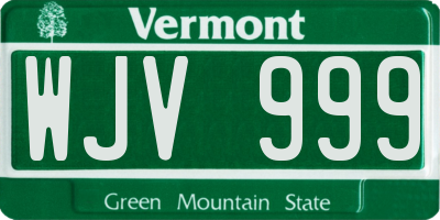 VT license plate WJV999