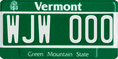 VT license plate WJW000