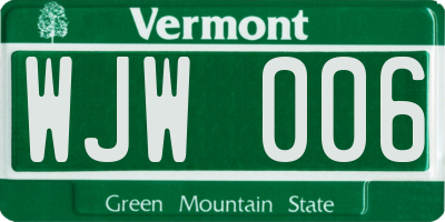 VT license plate WJW006