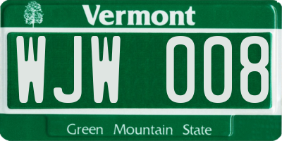 VT license plate WJW008