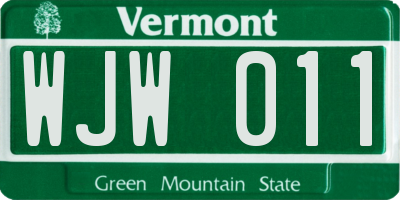 VT license plate WJW011