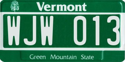 VT license plate WJW013