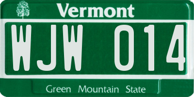 VT license plate WJW014