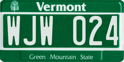 VT license plate WJW024