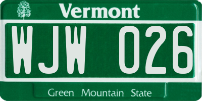 VT license plate WJW026