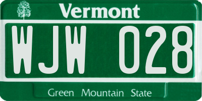 VT license plate WJW028
