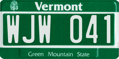 VT license plate WJW041