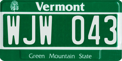VT license plate WJW043