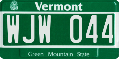VT license plate WJW044