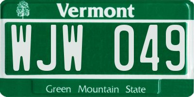 VT license plate WJW049