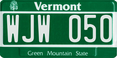 VT license plate WJW050