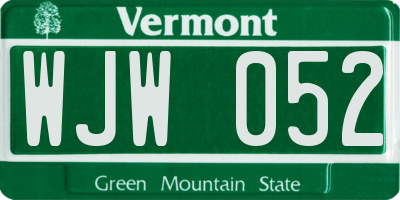 VT license plate WJW052