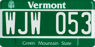 VT license plate WJW053