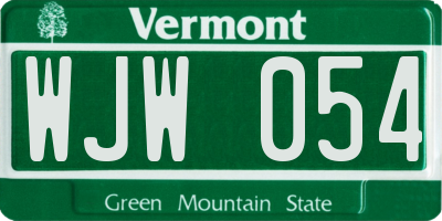 VT license plate WJW054