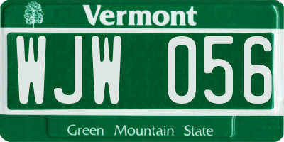 VT license plate WJW056