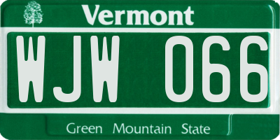 VT license plate WJW066