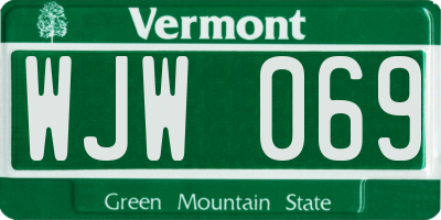 VT license plate WJW069