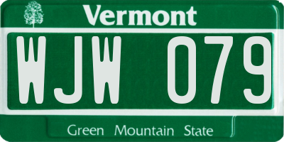 VT license plate WJW079