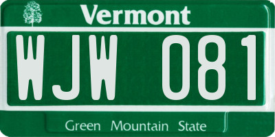 VT license plate WJW081