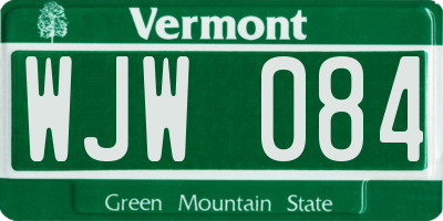 VT license plate WJW084