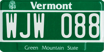 VT license plate WJW088