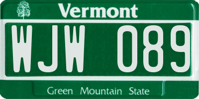 VT license plate WJW089