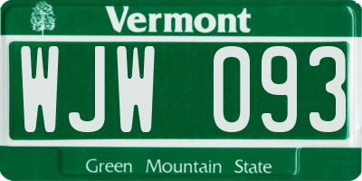 VT license plate WJW093
