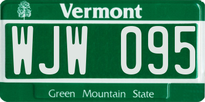 VT license plate WJW095