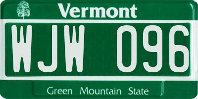 VT license plate WJW096