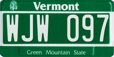VT license plate WJW097