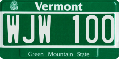 VT license plate WJW100