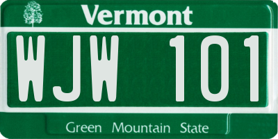 VT license plate WJW101
