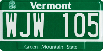 VT license plate WJW105