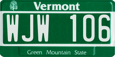 VT license plate WJW106