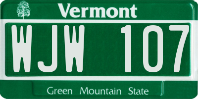 VT license plate WJW107