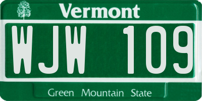 VT license plate WJW109