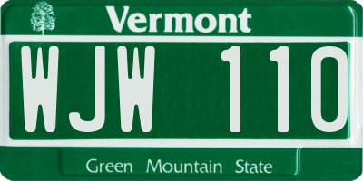 VT license plate WJW110