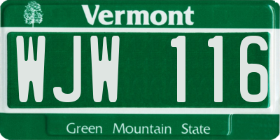 VT license plate WJW116