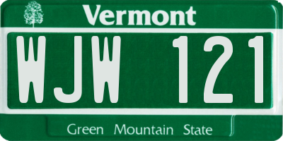 VT license plate WJW121