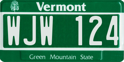 VT license plate WJW124
