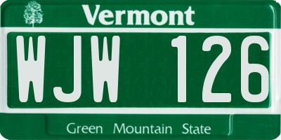 VT license plate WJW126
