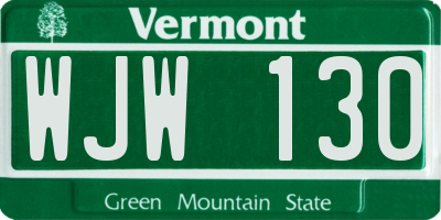 VT license plate WJW130