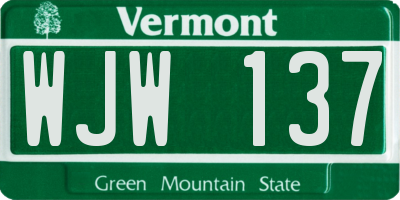 VT license plate WJW137