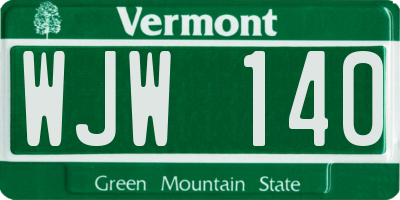 VT license plate WJW140