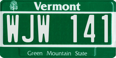 VT license plate WJW141