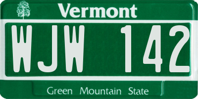 VT license plate WJW142