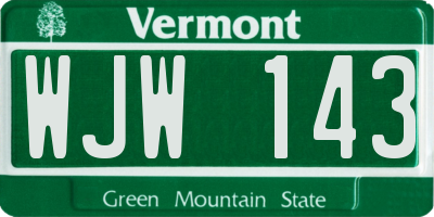 VT license plate WJW143